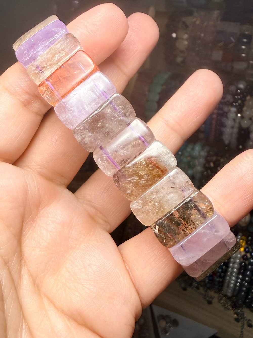 Super Seven Gemstone Statement Bangle Bracelet - Picture 4 of 4